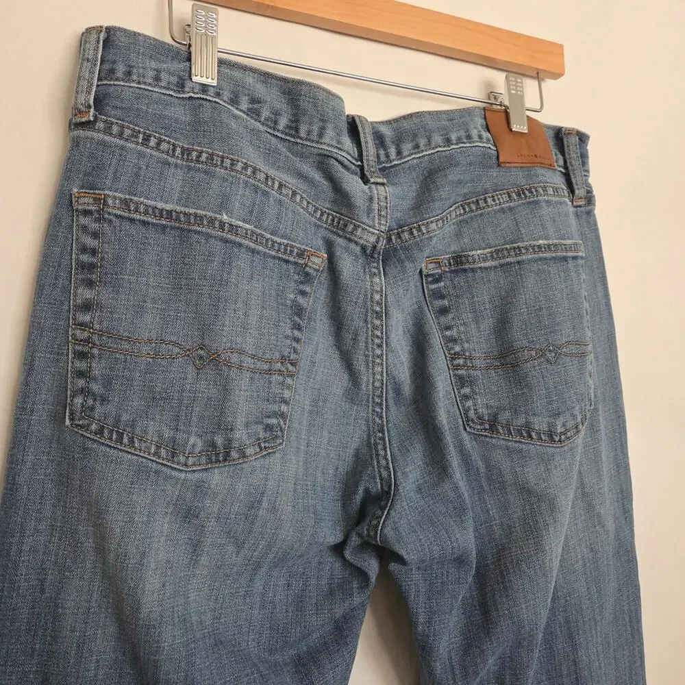 Lucky Brand 34x30 Original Straight Medium Blue Distressed Denim Jeans